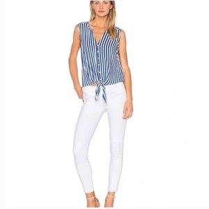 [JOIE] Tyson Silk Striped Sleeveless Blouse in High Seas Porcelain